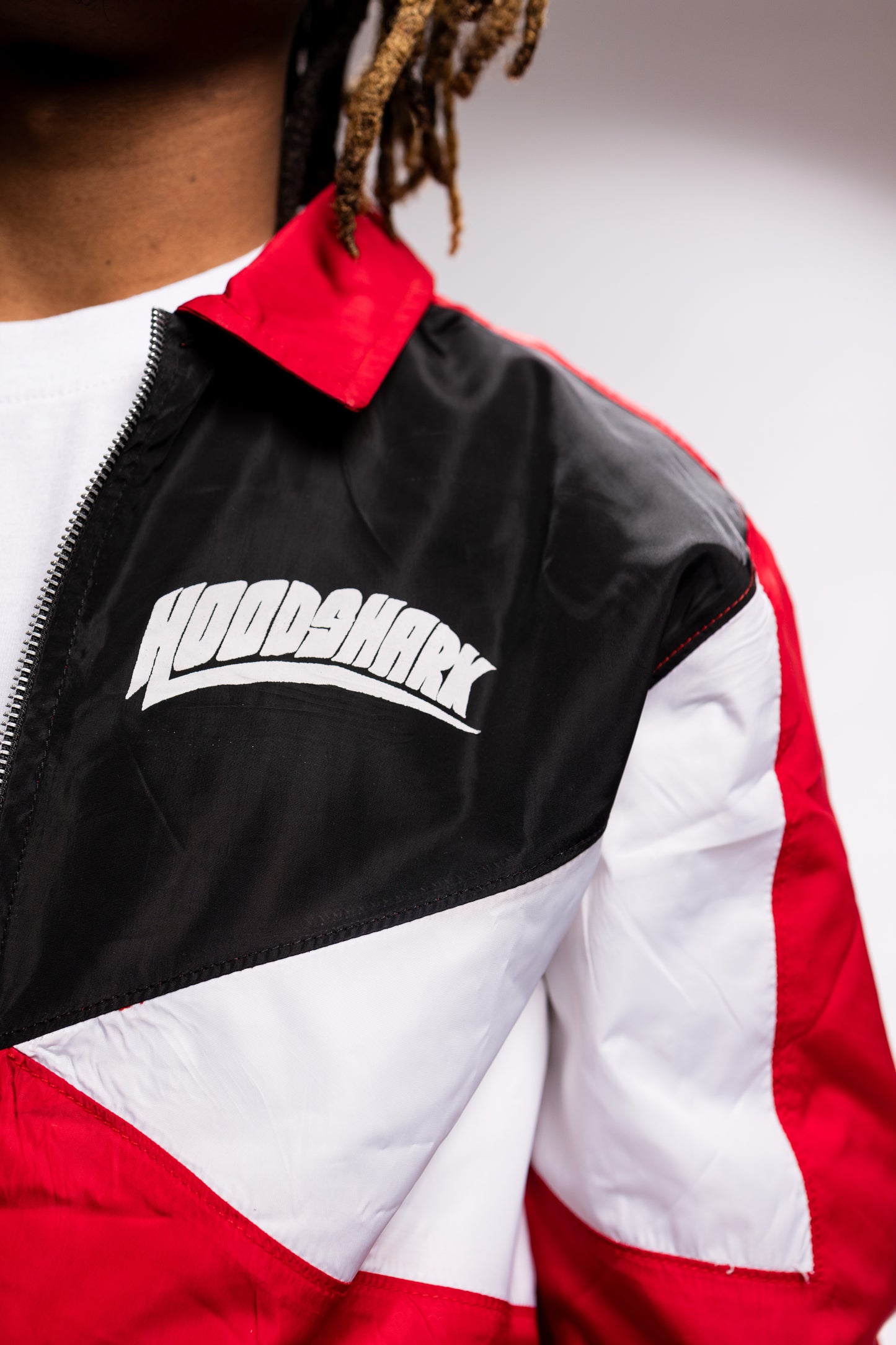 Red and Black windbreaker short set