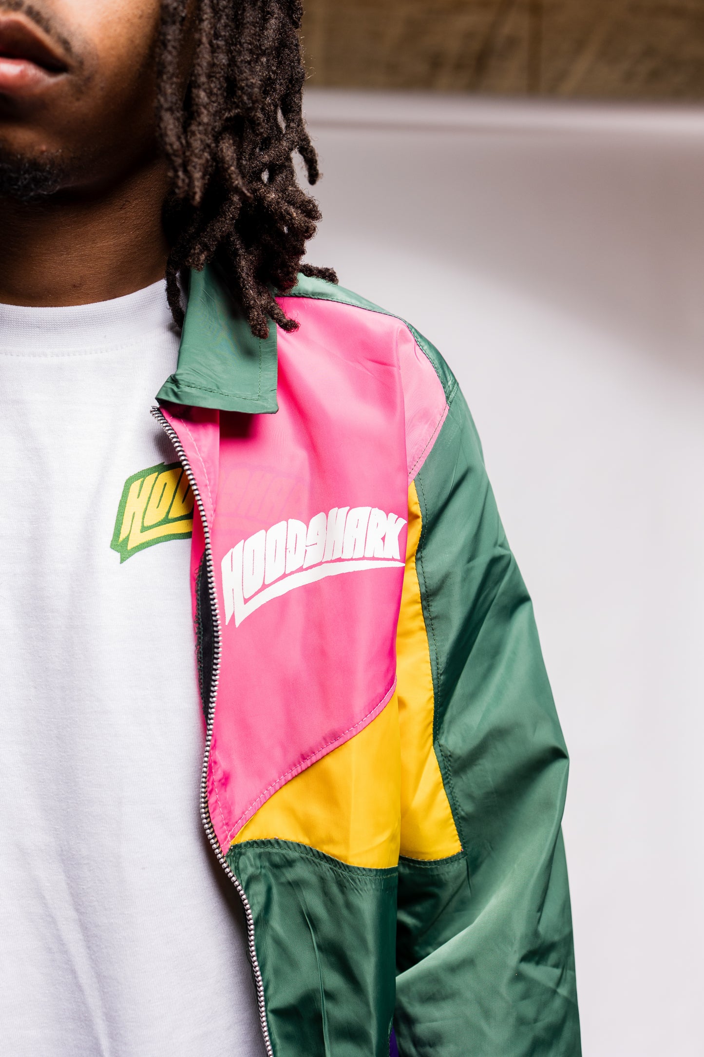 Pink and Green short windbreaker set